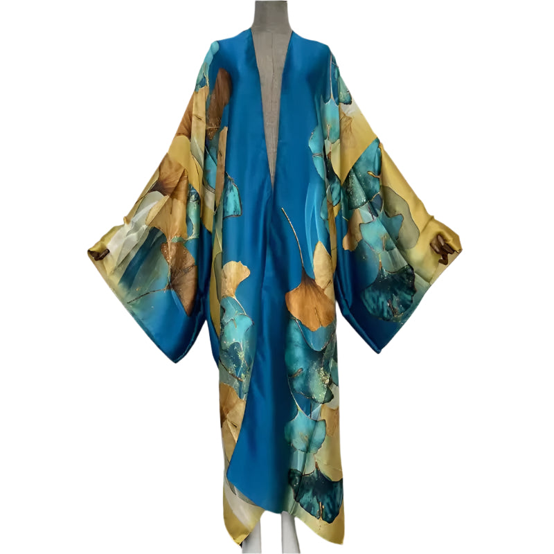 Turquoise & Gold Floral-Sexy Kimono Wear Sanbra Store Turquoise & Gold Floral-Sexy Kimono Wear Sanbra Store