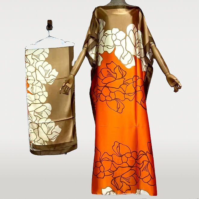 Orange/Chocolate Muumuu with Scarf
