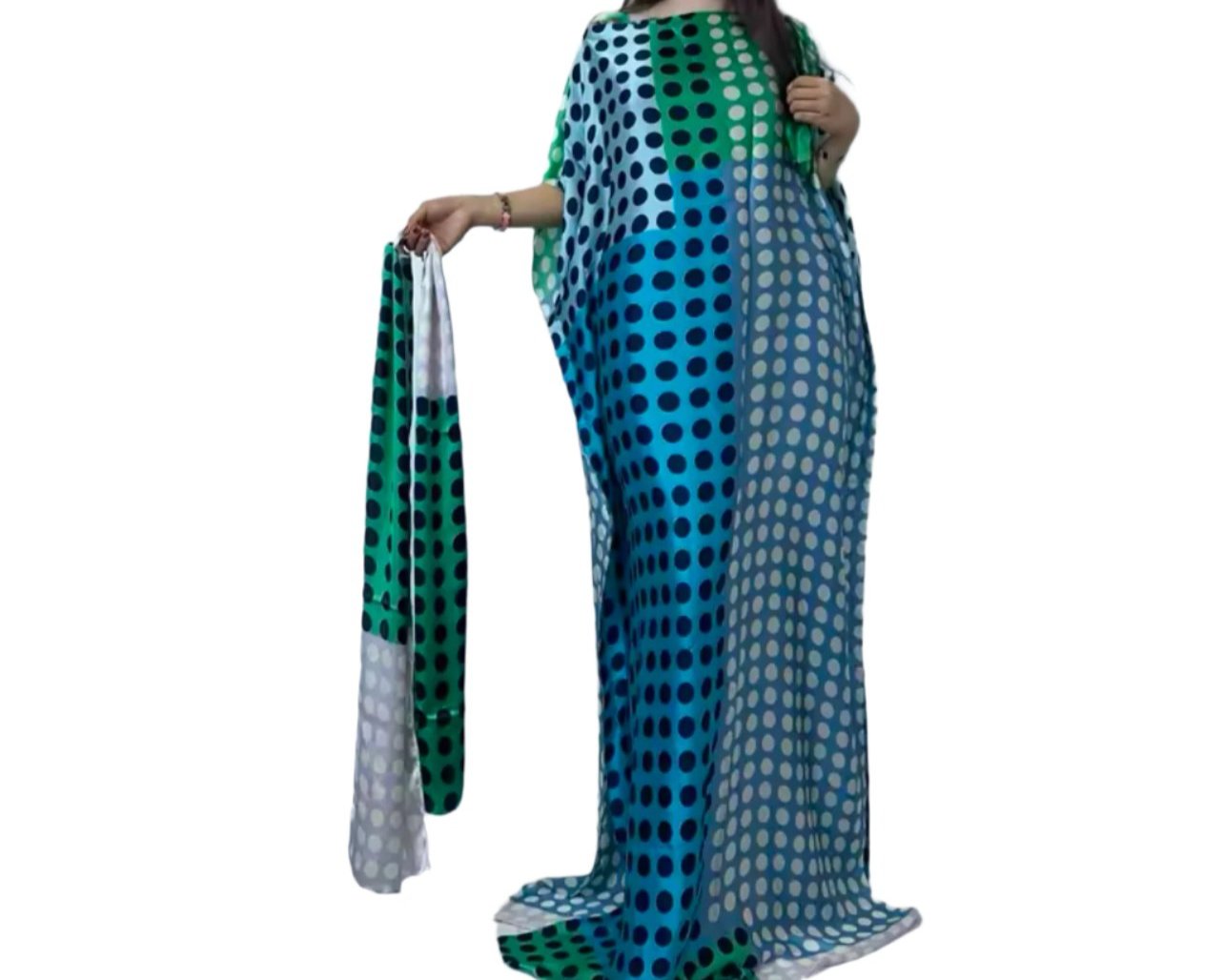 Blue Polka Dots Muumuu with Scarf