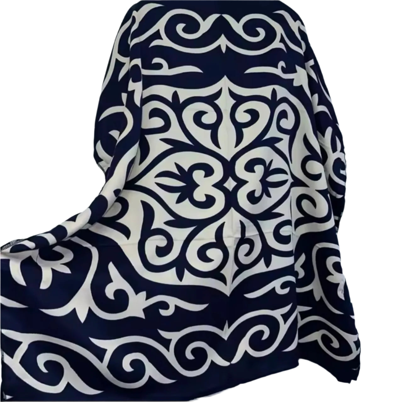Posh Auntie - Navy & Cream Loose Kaftan/Muumuu with Scarf