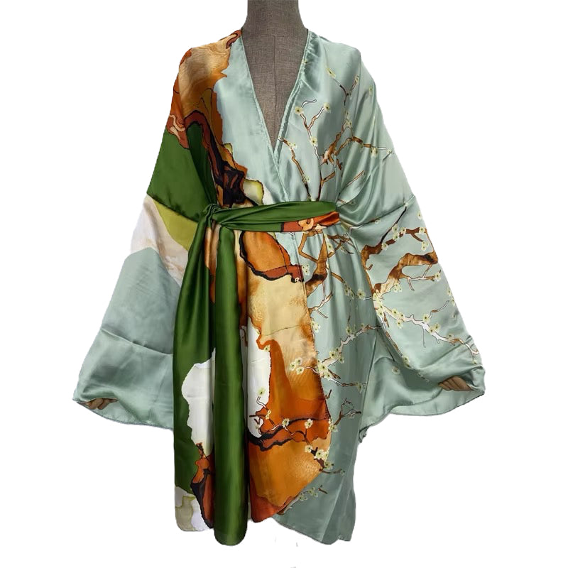 Mint Splash Sexy Kimono Kaftan Wear