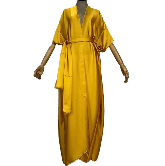 Mustard Gold Sexy Kimono - Short Sleeve