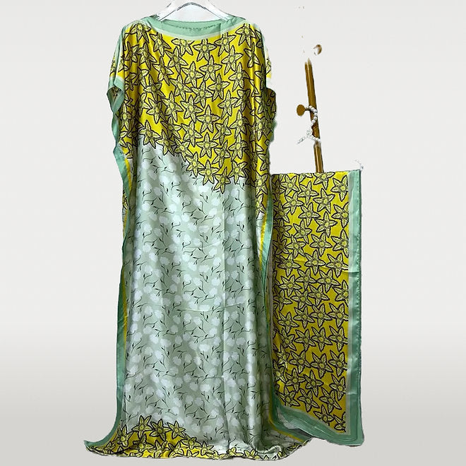 Lemon Green Muumuu with Scarf