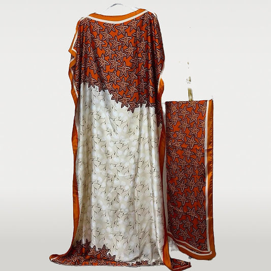 Cream/Orange Muumuu with Scarf