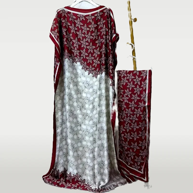 Burgundy Muumuu with Scarf