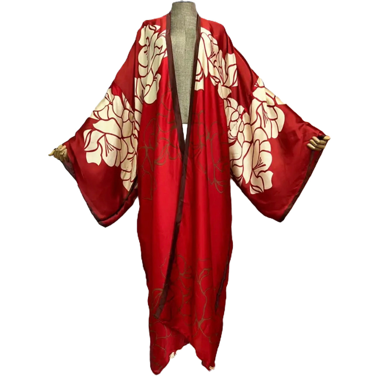 Red & Nude Floral Sexy Kimono