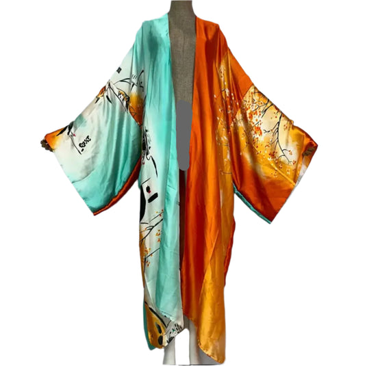 Orange & Mint Sexy Kimono Wear