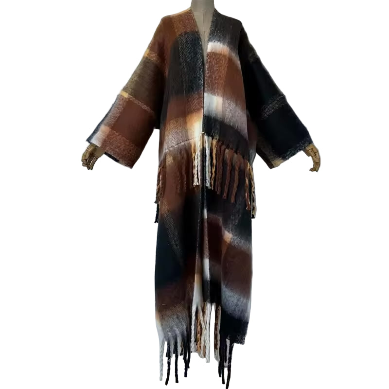 Coffee Blend Trench Jacket with Tassle