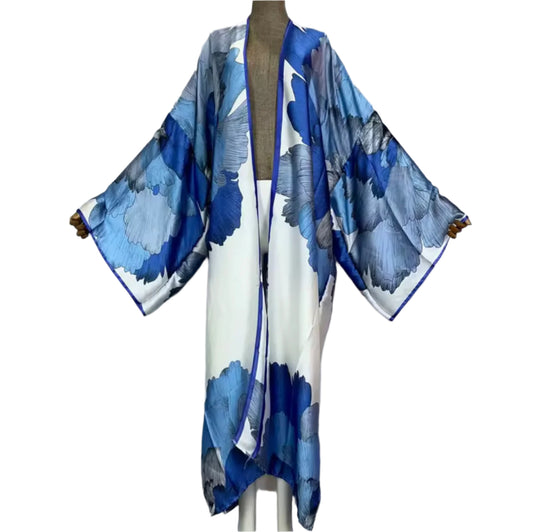 Blue Sea Floral Sexy Kimono Wear - RESTOCKED