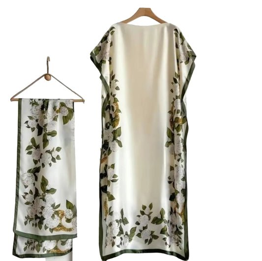 White Roses Muumuu with Scarf