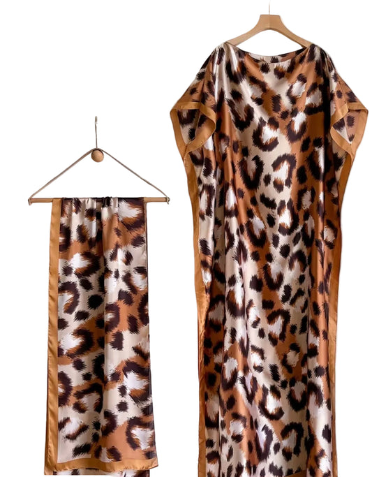 Leopard Print Muumuu with Scarf