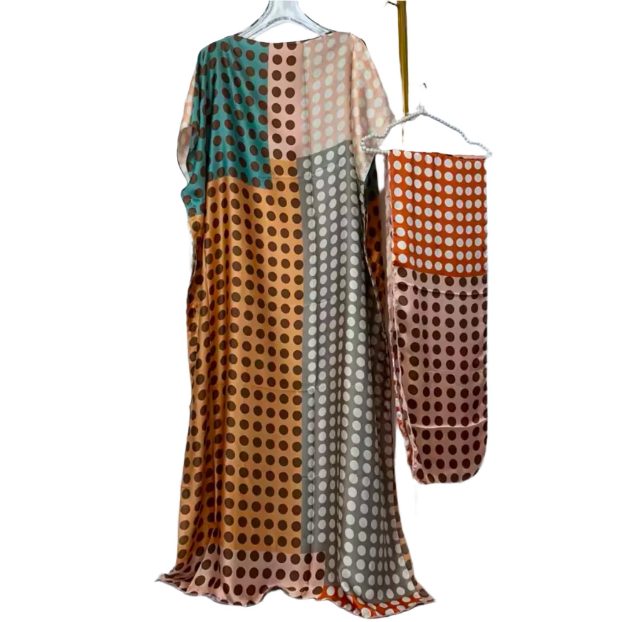 Peach Polka Dots Muumuu with Scarf