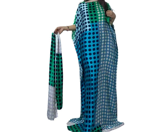 Blue Polka Dots Muumuu with Scarf