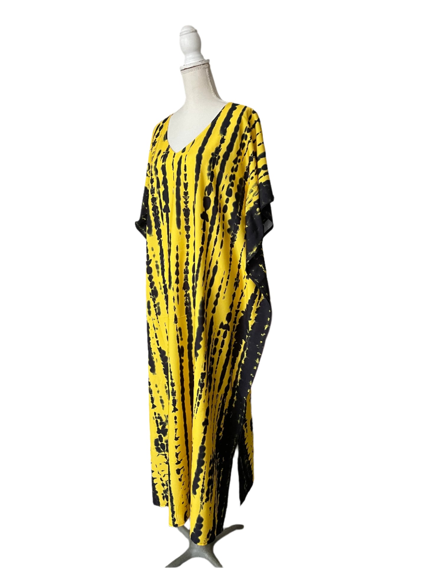 Black & Yellow Waterfall Muumuu/Kaftan