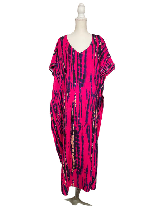 Fuchsia & Brown Waterfall Muumuu/Kaftan