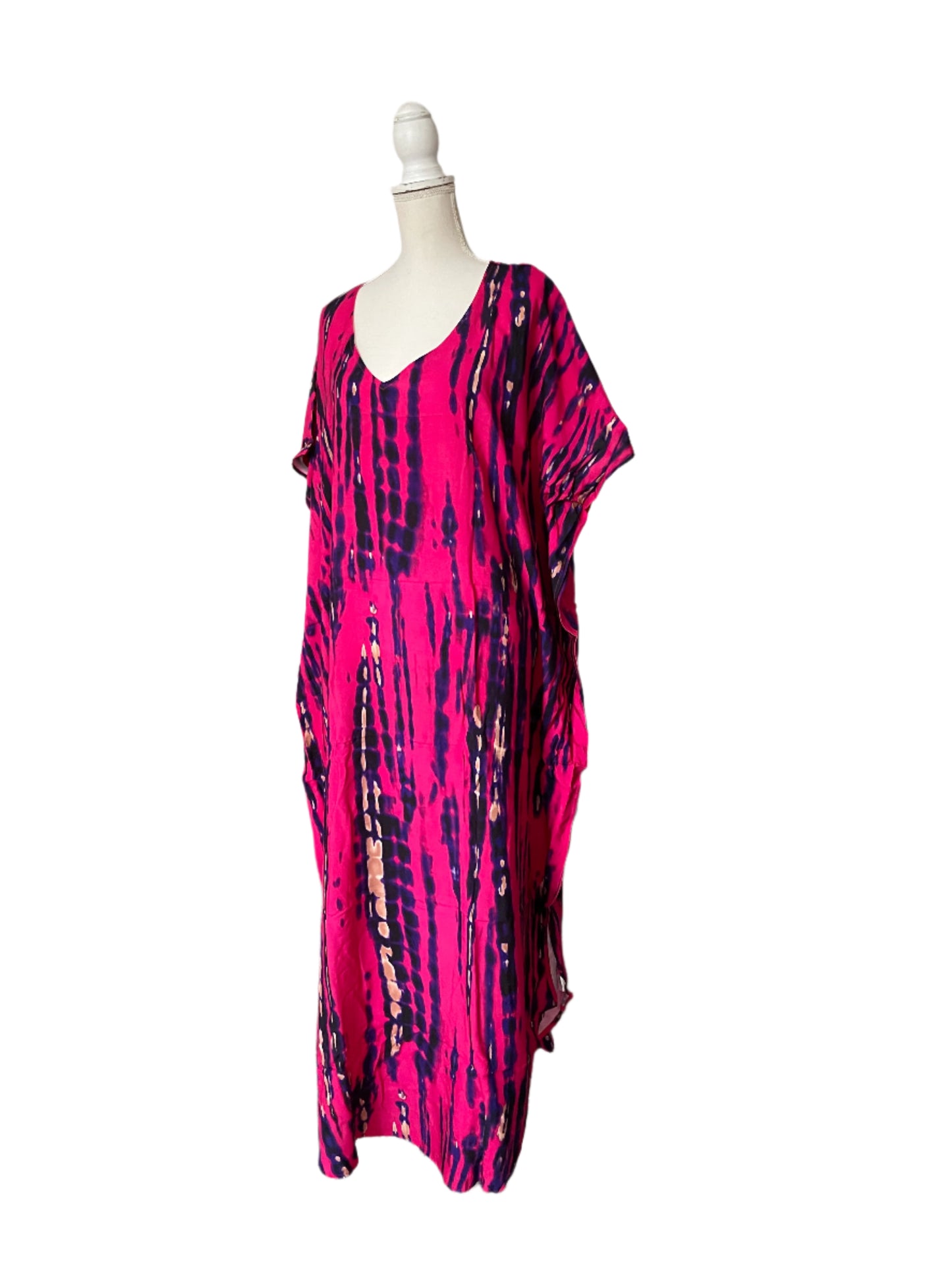 Fuchsia & Brown Waterfall Muumuu/Kaftan