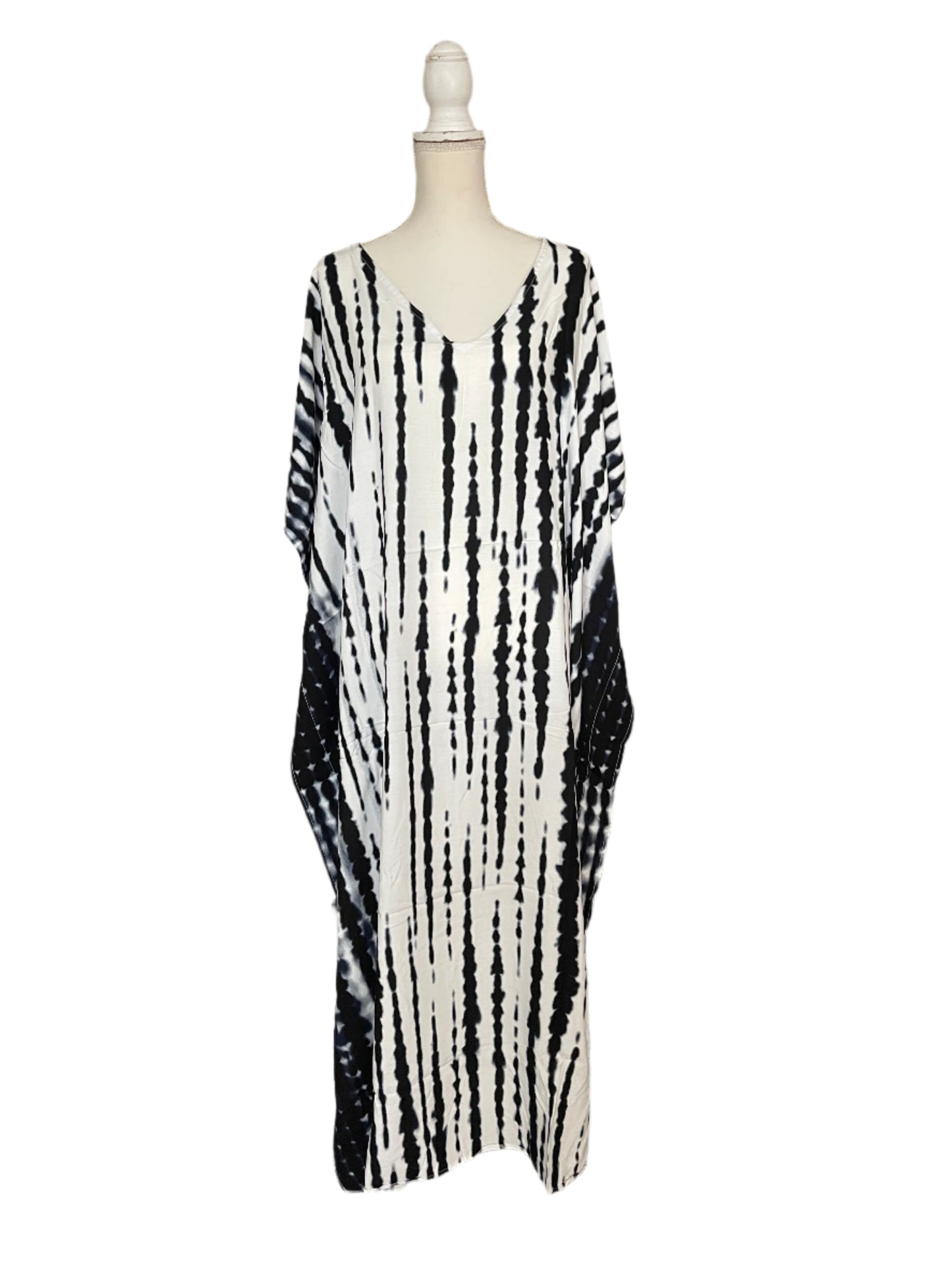 White & Black Waterfall Muumuu/Kaftan