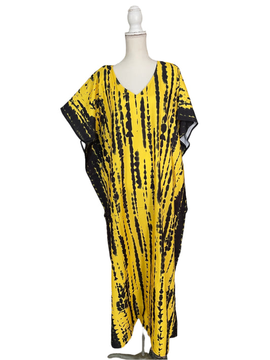 Black & Yellow Waterfall Muumuu/Kaftan