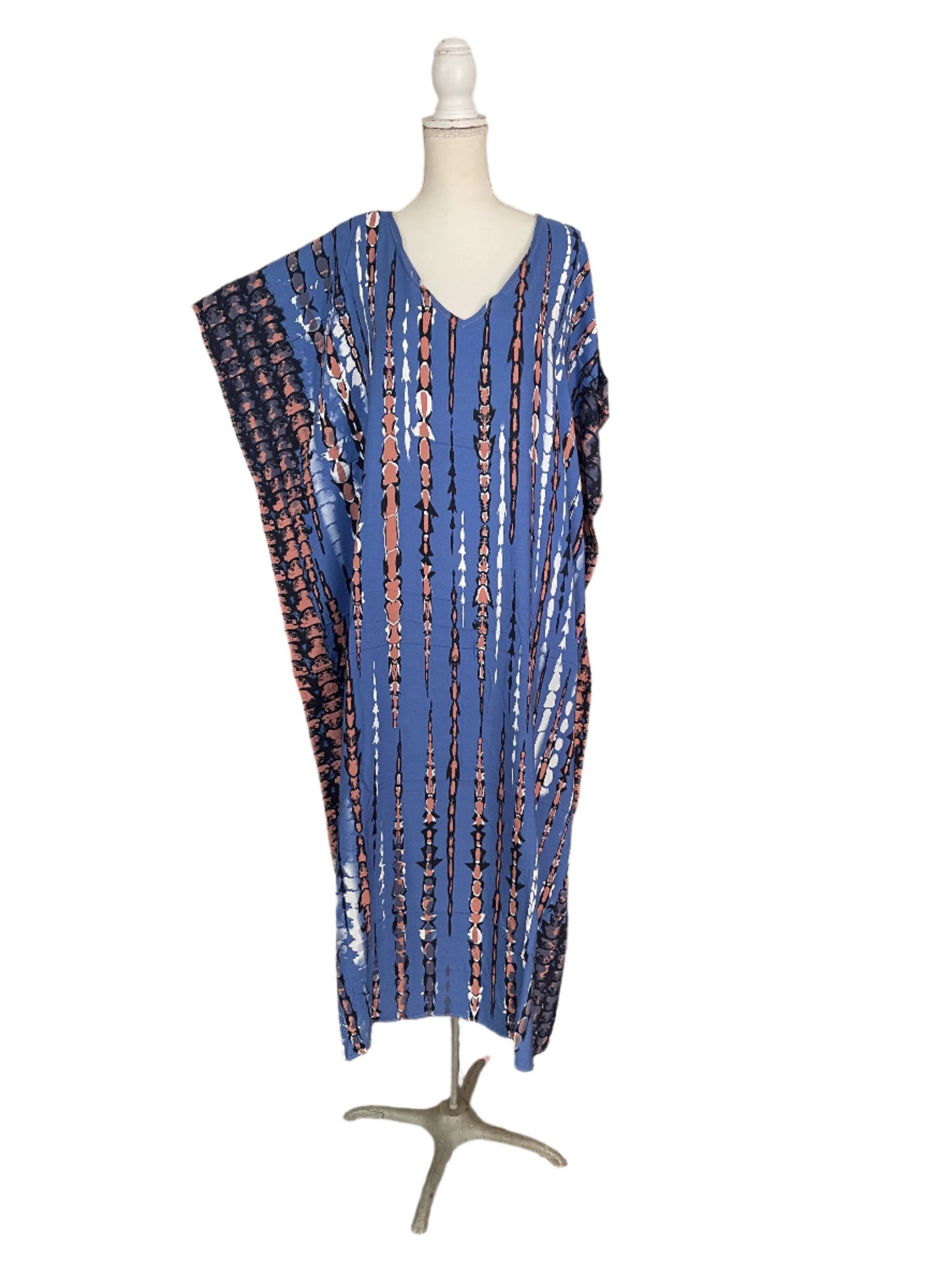 Blue & Rose Gold Waterfall Tie Dye Muumuu/Kaftan