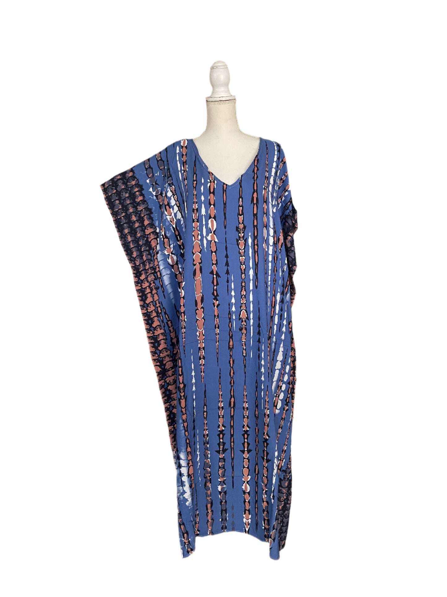 Blue & Rose Gold Waterfall Tie Dye Muumuu/Kaftan