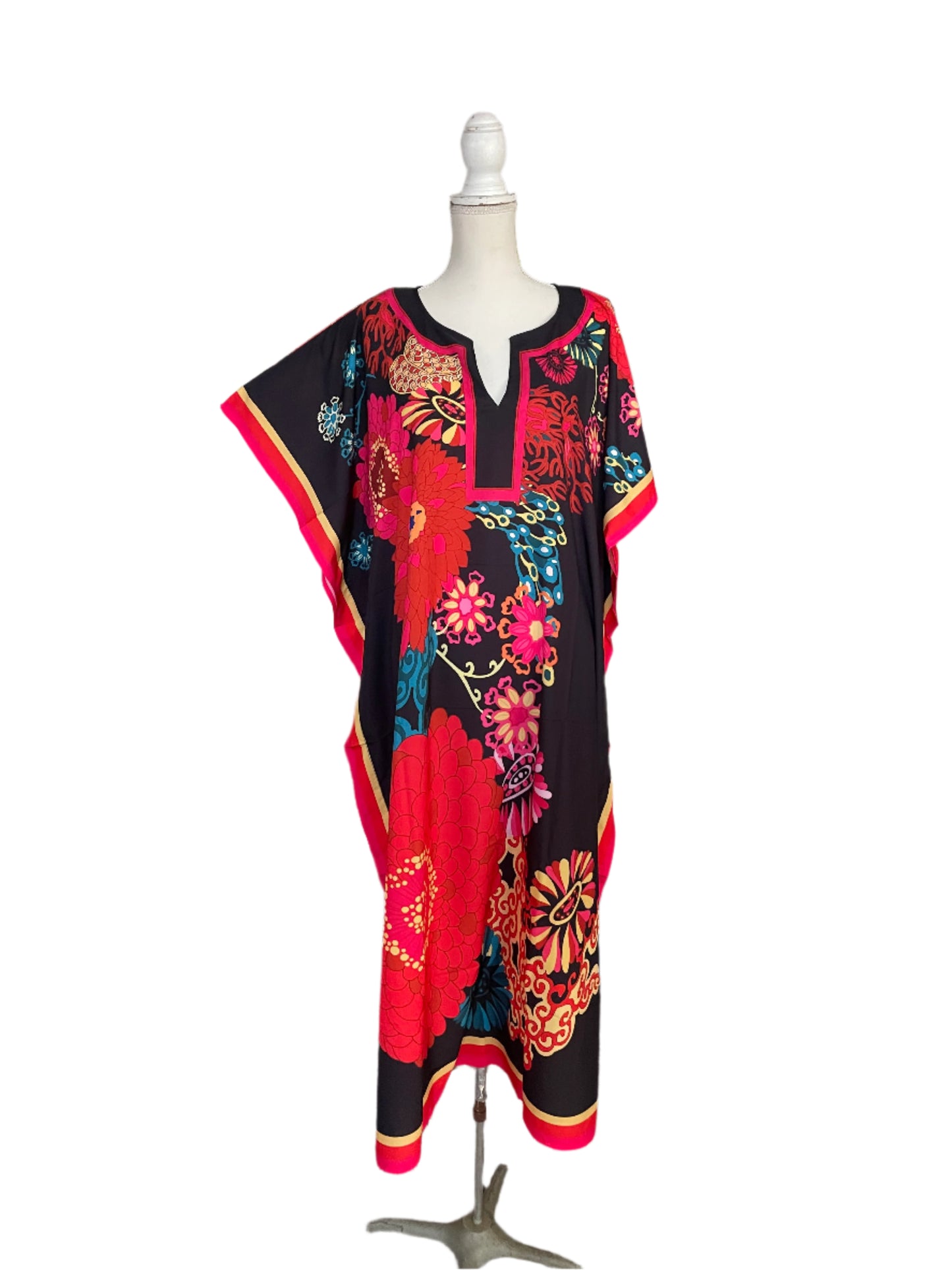 Black Bright Floral Muumuu/Kaftan