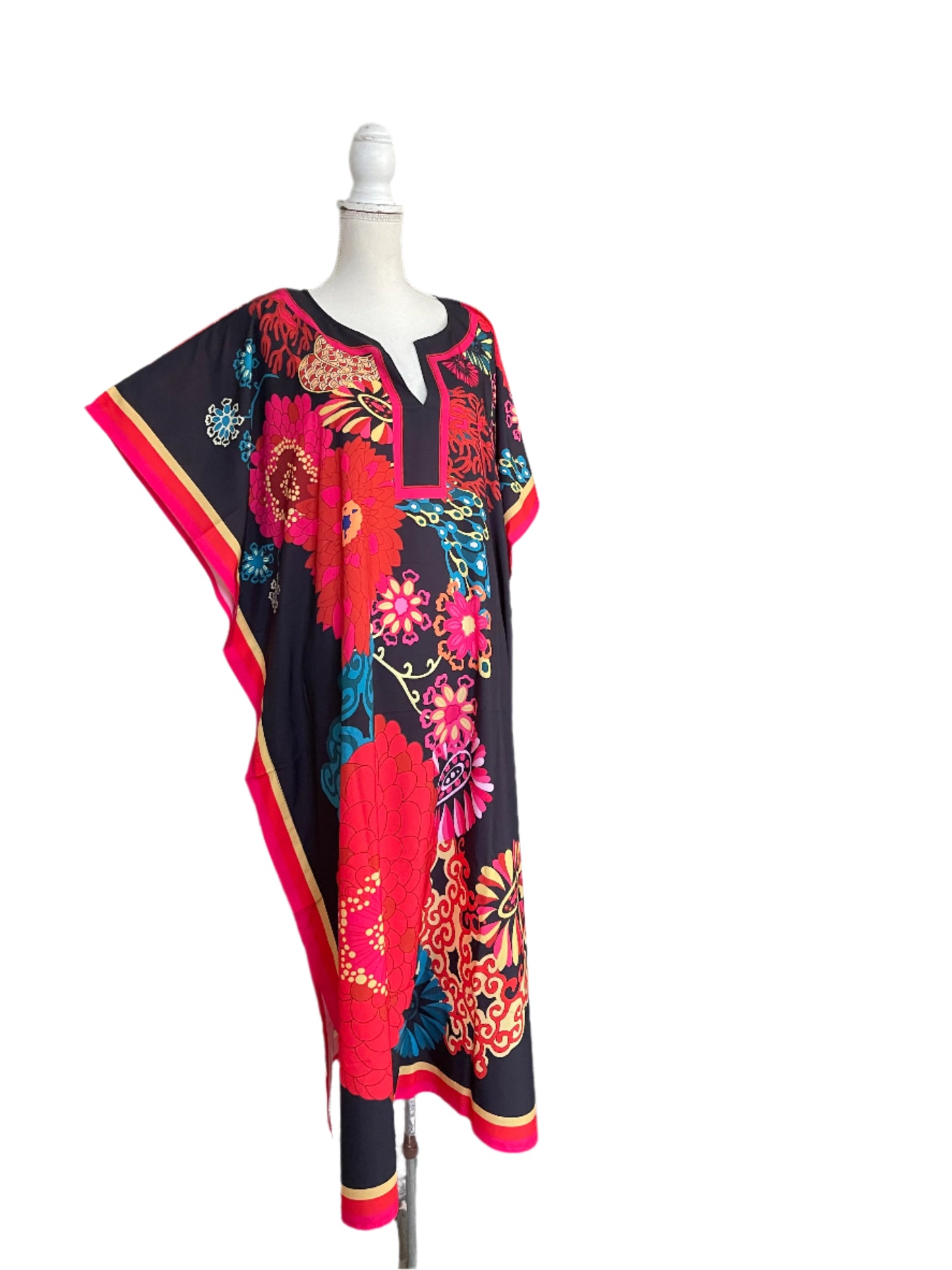 Black Bright Floral Muumuu/Kaftan