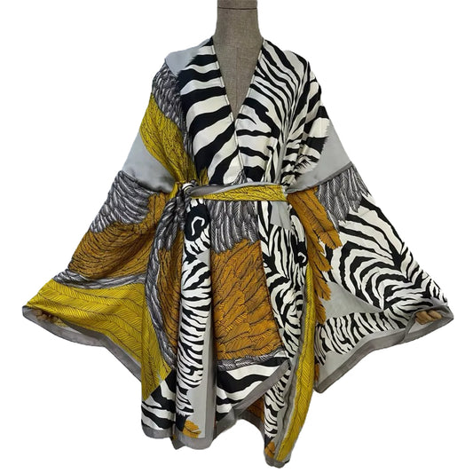 Curry Zebra  Sexy Kimono /Scarf