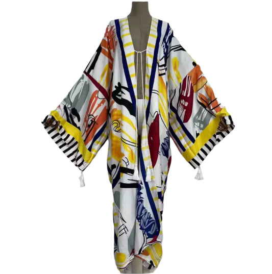 Abstract Sexy Kimono Kaftan Wear